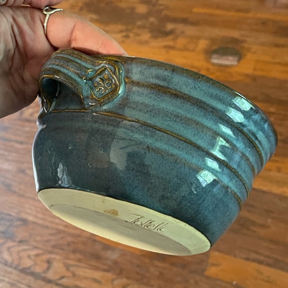 Kent Follette Blue Glazed Pottery Bowl Artist Signed - Picture 5 of 5
